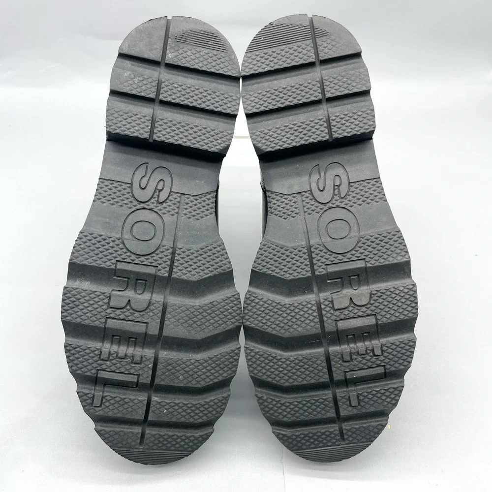 Sorel Womens 10.5 Lennox Hiker STKD Boots Shoes Black Leather Waterproof Booties